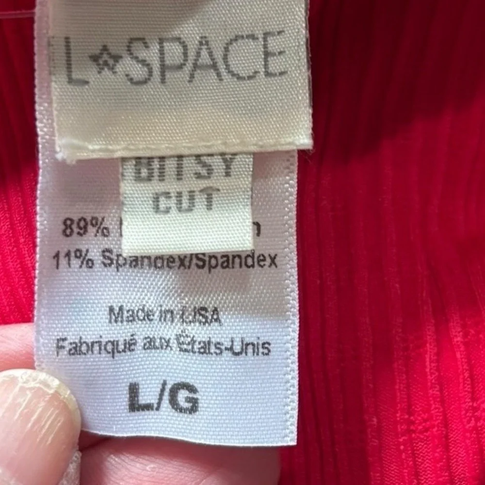 L*Space Frenchi Bitsy Cut High Waisted Ribbed Bikini Bottom Red Large NWOT